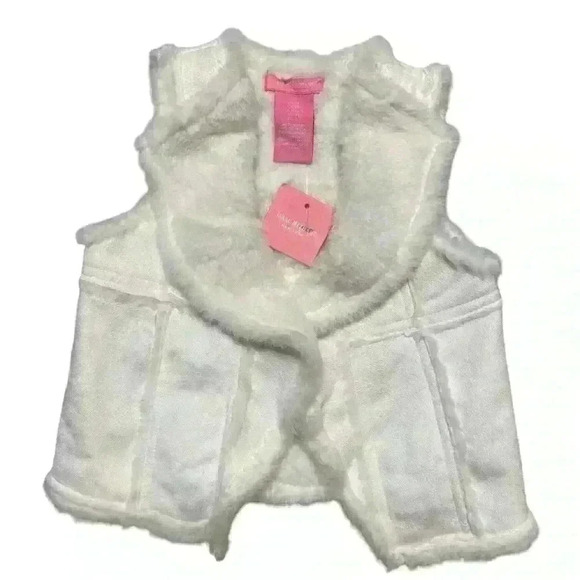 Baby Girl Isaac Mizrahi New York White Faux Fur White Vest Size 2T Fall Winter - Picture 2 of 7